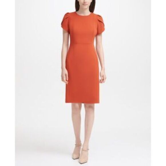 Calvin Klein Dresses & Skirts - Calvin Klein Orange Tulip-Sleeve Sheath Dress 10